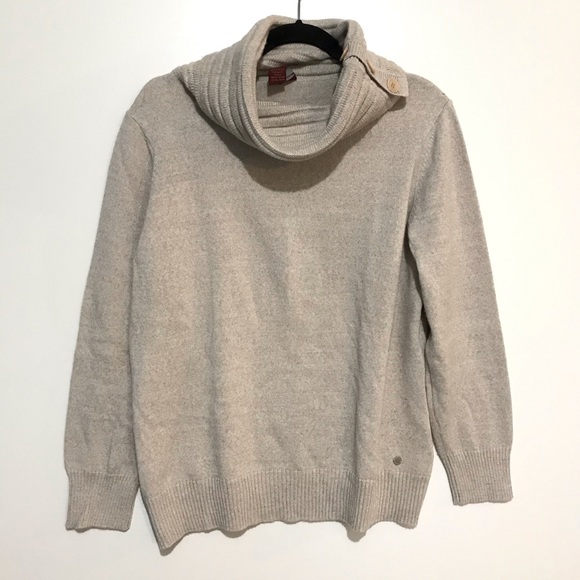 Olsen Europe Cowl Neck Wool Beige Sweater Size 14 - Picture 1 of 10